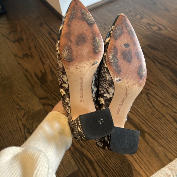 snakeskin heeled Enzo Angliolini mules, size 9 - Picture 4 of 4